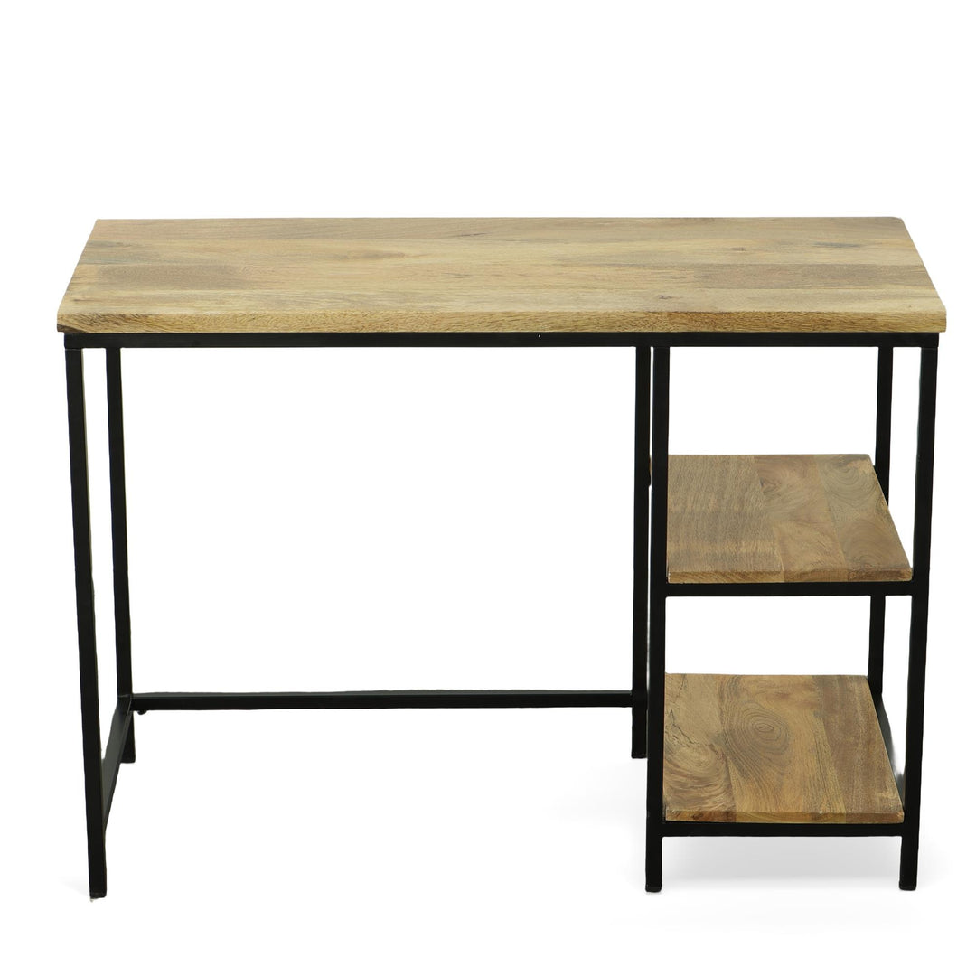 Kyle Modern Rustic Desk with 2 Open Shelves - Natural