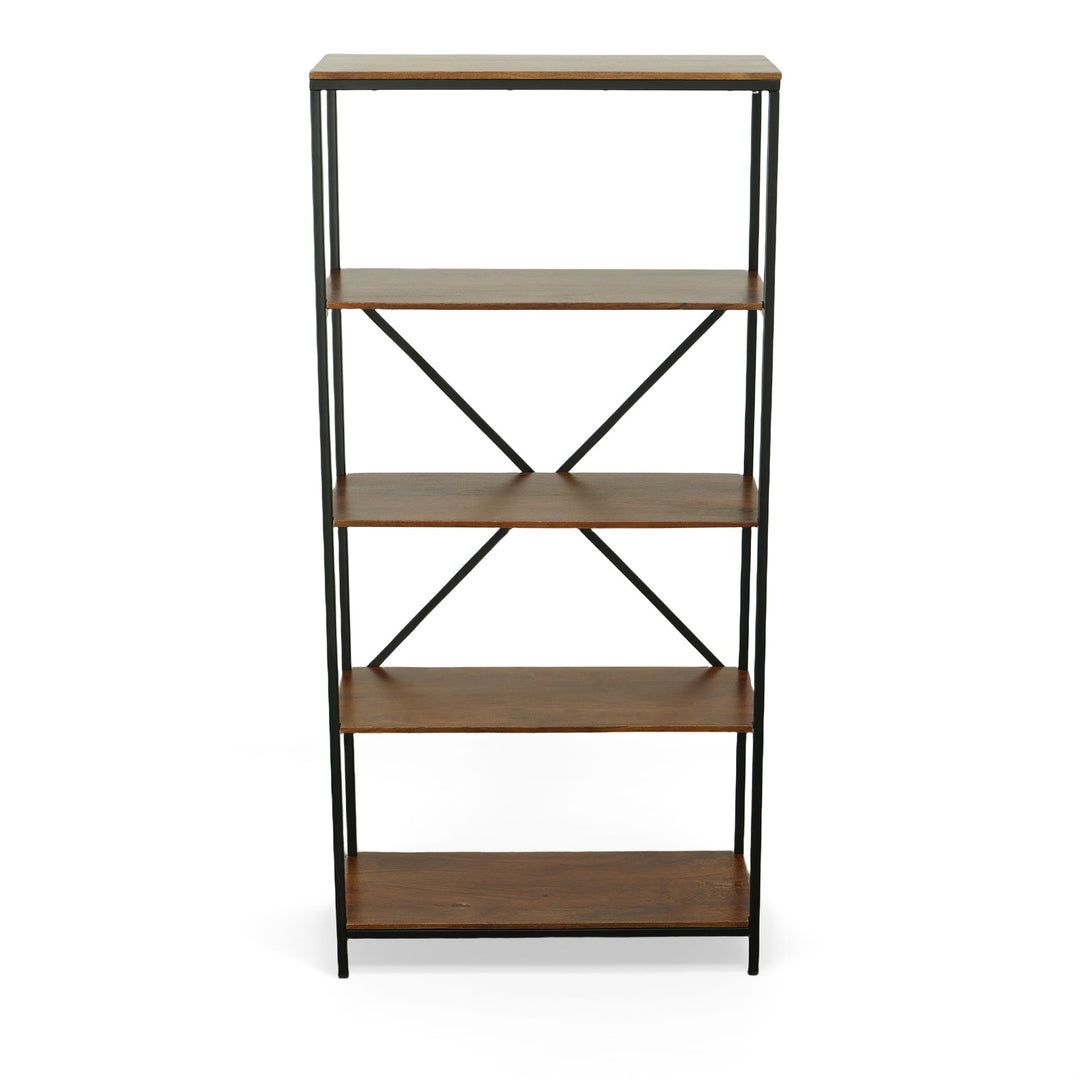 Kyle Tall Bookcase with 5 Large Shelves - Chestnut Brown