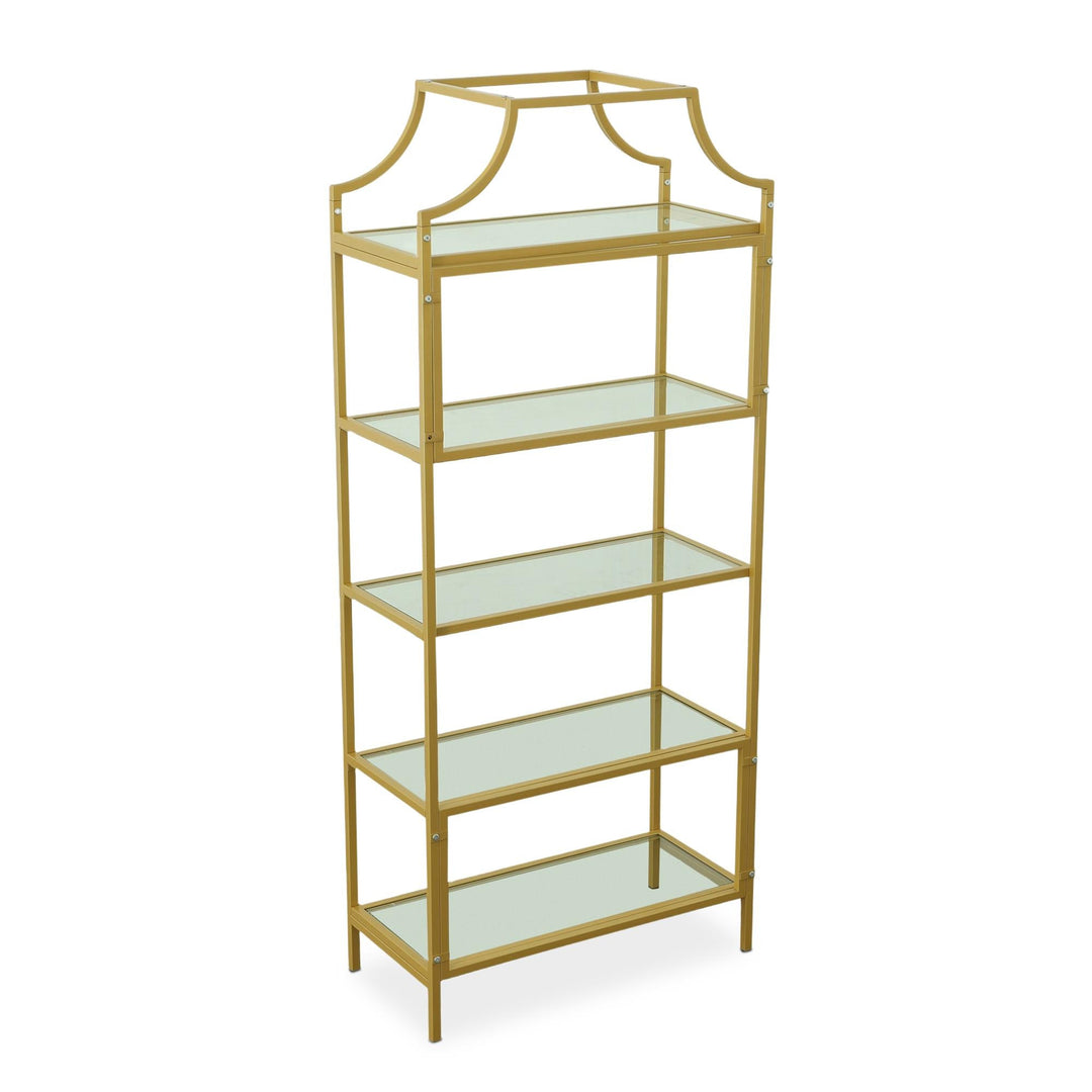 Modern 5 level glass book rack - Gold