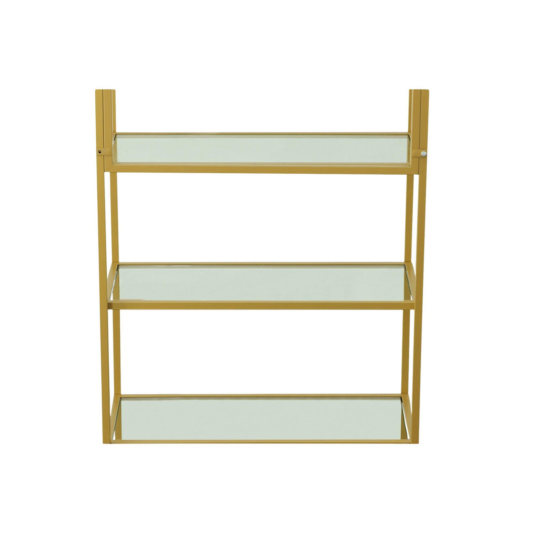 Elegant glass bookshelf with five shelves - Gold