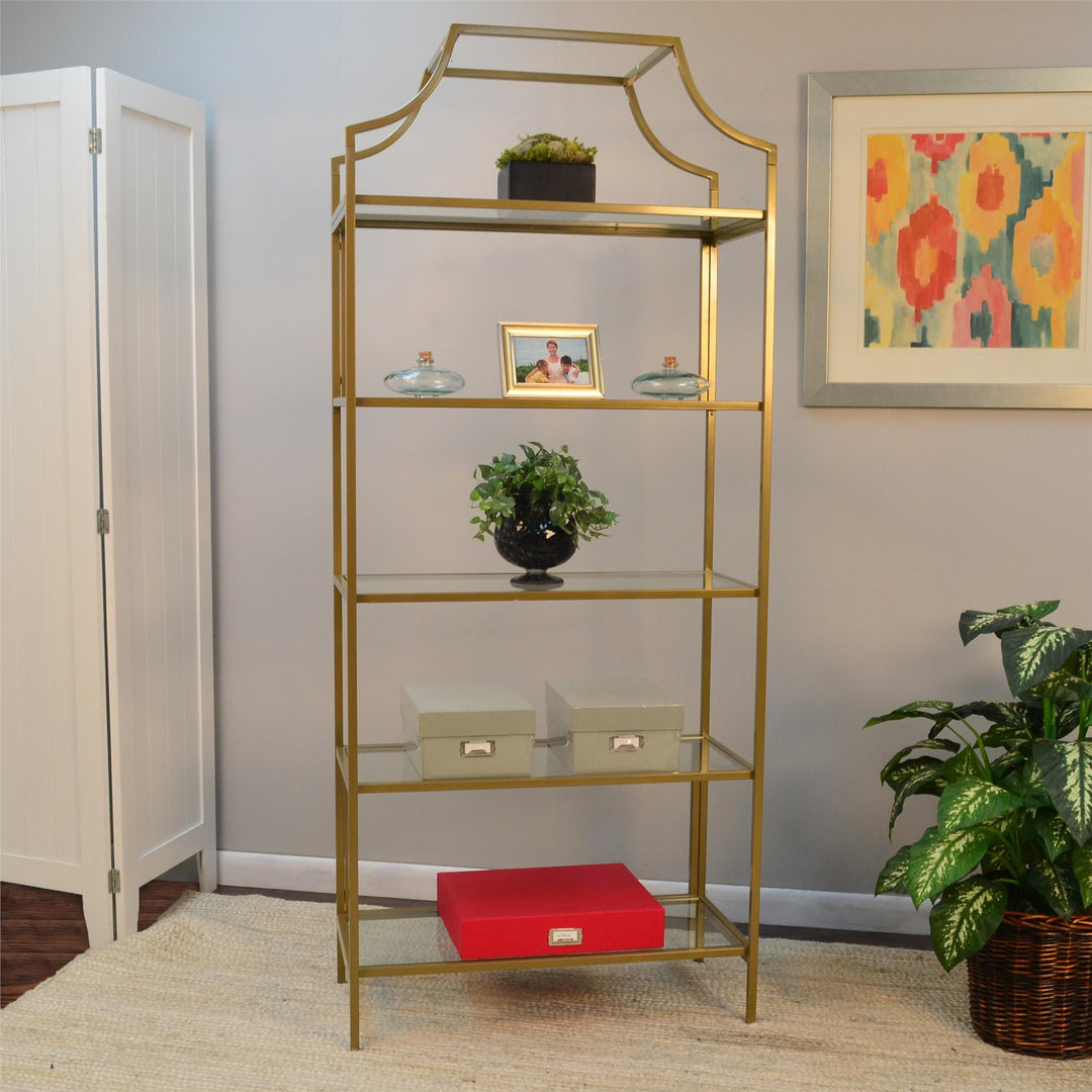 Five-layered glass bookshelf - Gold