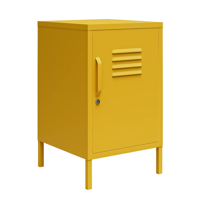 Shadwick 1 Door Metal Locker Style Livingroom End Table - Mustard Yellow