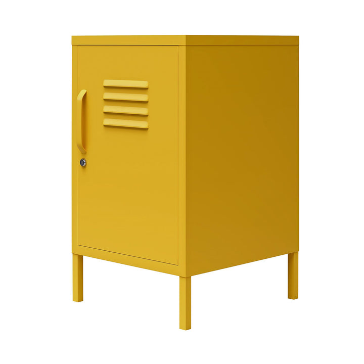 Shadwick 1 Door Metal Locker Style Livingroom End Table - Mustard Yellow