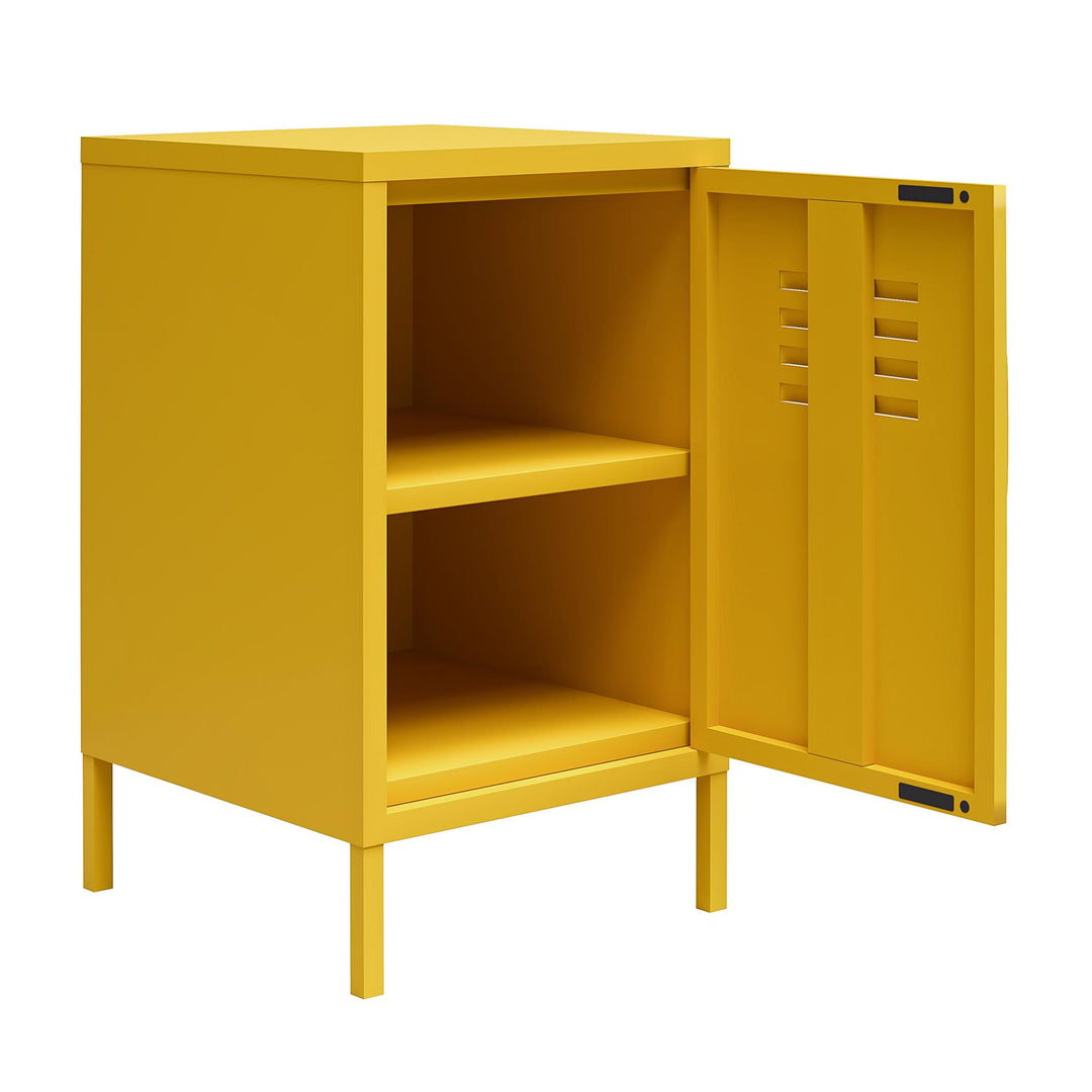 Shadwick 1 Door Metal Locker Style Livingroom End Table - Mustard Yellow