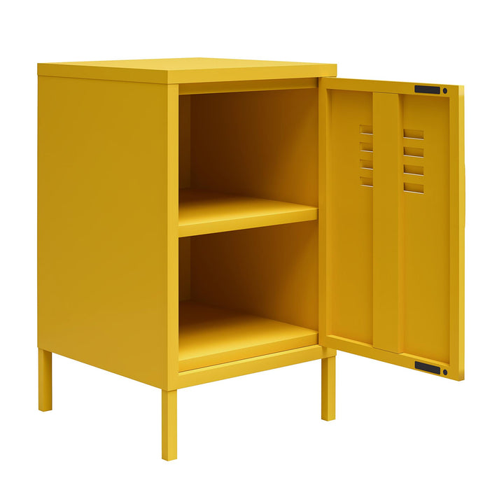 Shadwick 1 Door Metal Locker Style Livingroom End Table - Mustard Yellow
