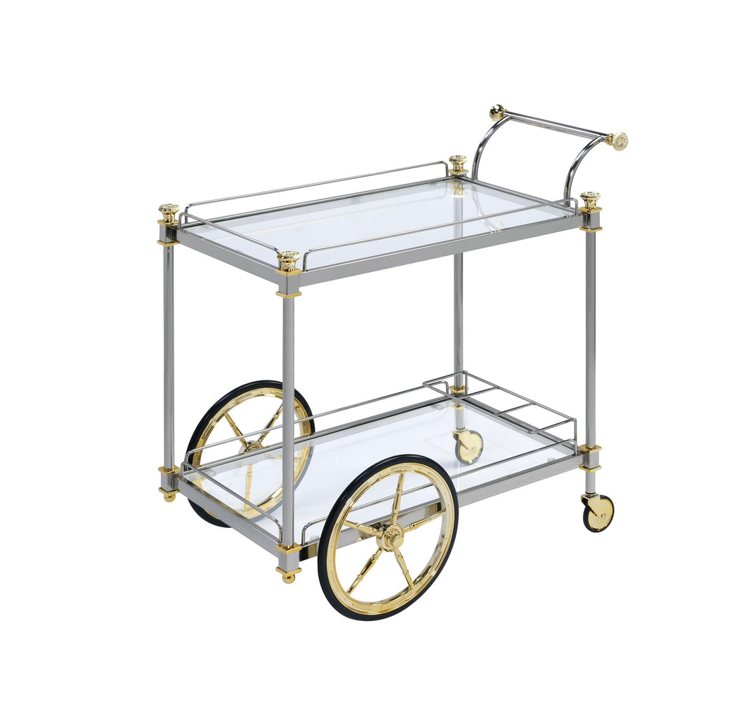 Cyrus 2-tiered cart with wine holder -  Silver