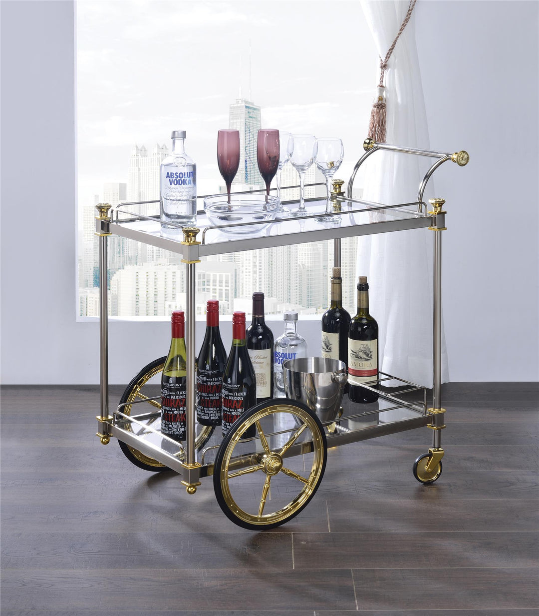 Ultimate serving solution: Cyrus cart with wine bottle rack -  Silver