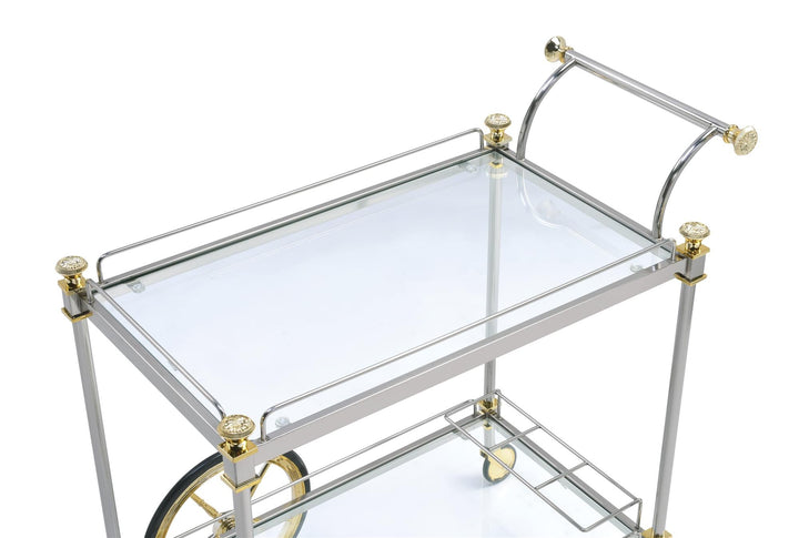 Cyrus 2-tier cart with wine bottle provisions -  Silver