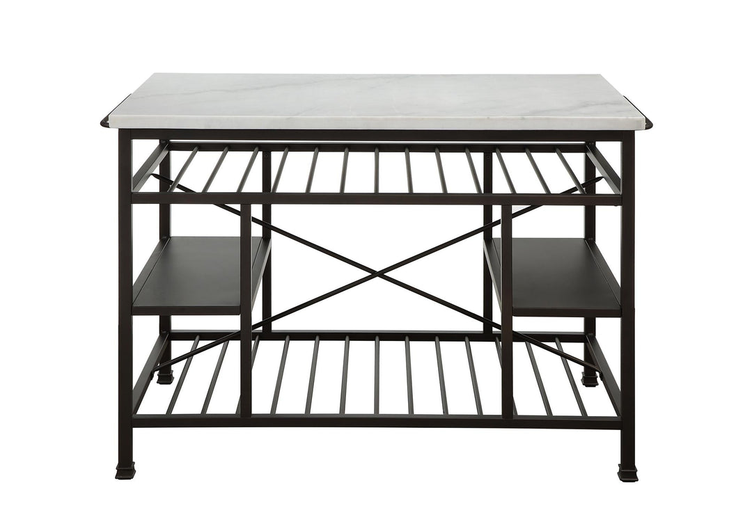 Lanzo Kitchen Island with 4 Open Compartents and Towel Rack  -  N/A