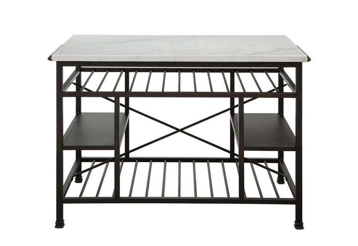 Lanzo Kitchen Island with 4 Open Compartents and Towel Rack  -  N/A