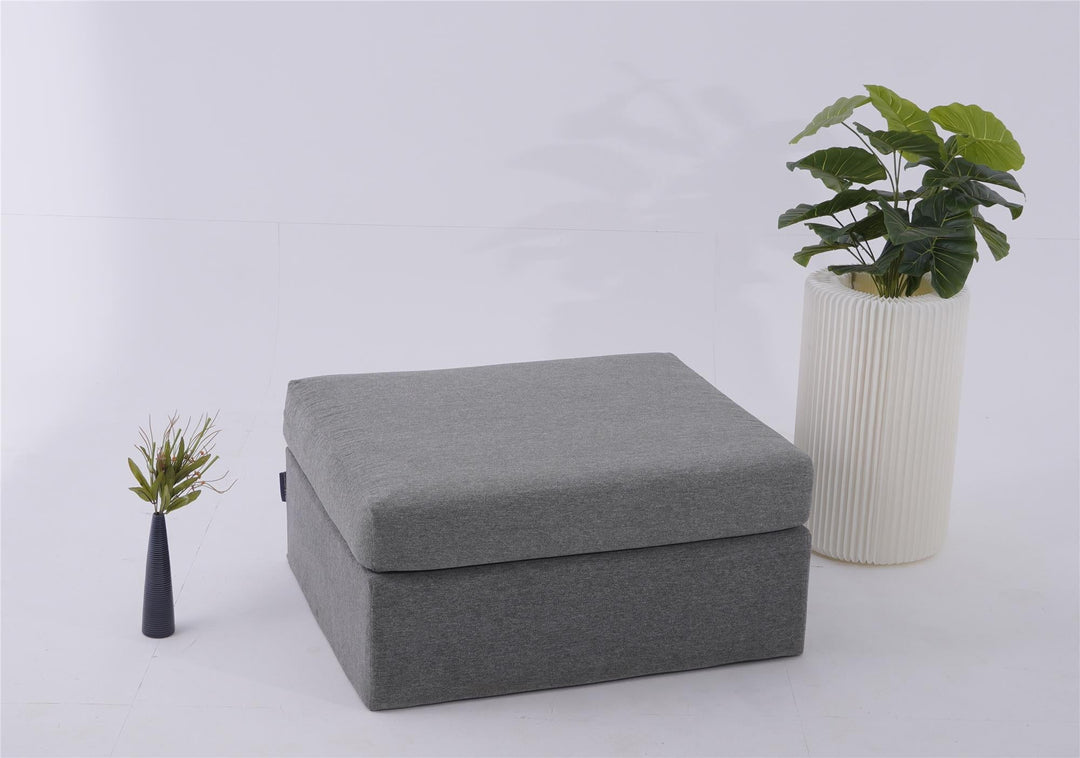 Modular Ottoman with Light Weight Design - Grey