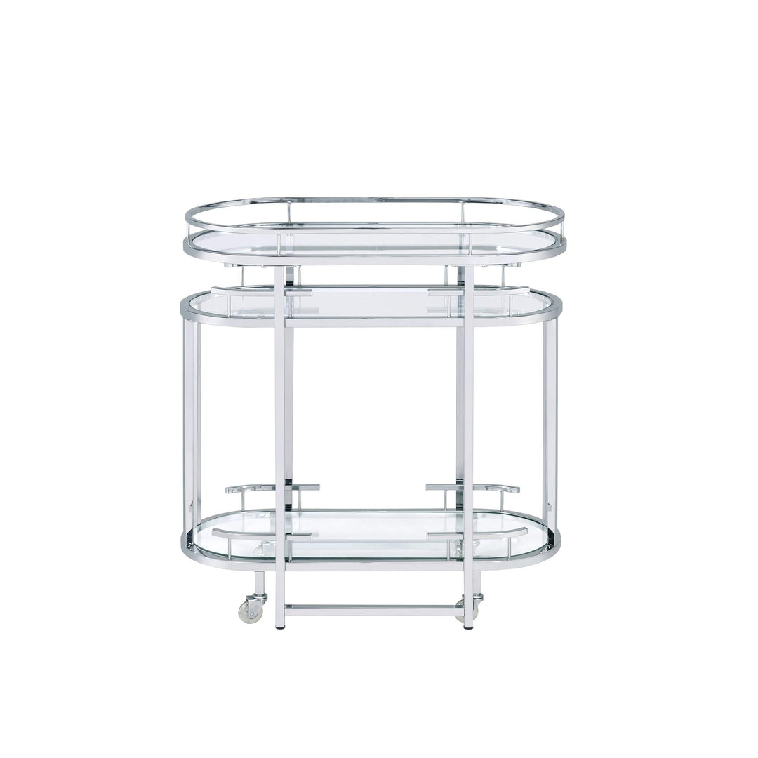 Chrome metal frame 3-Tier Tempered Glass Serving Cart Set - Chrome