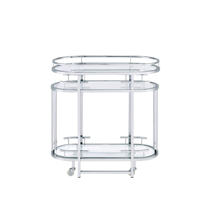 Chrome metal frame 3-Tier Tempered Glass Serving Cart Set - Chrome