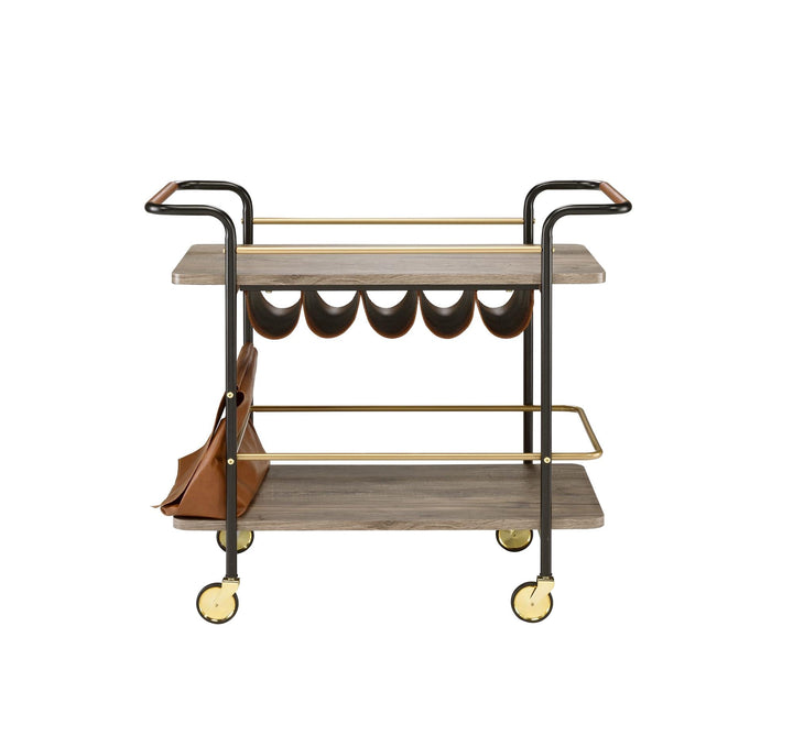 Naude 2-Tier Serving Cart with Wine Bottle Storage and Pouch   -  N/A