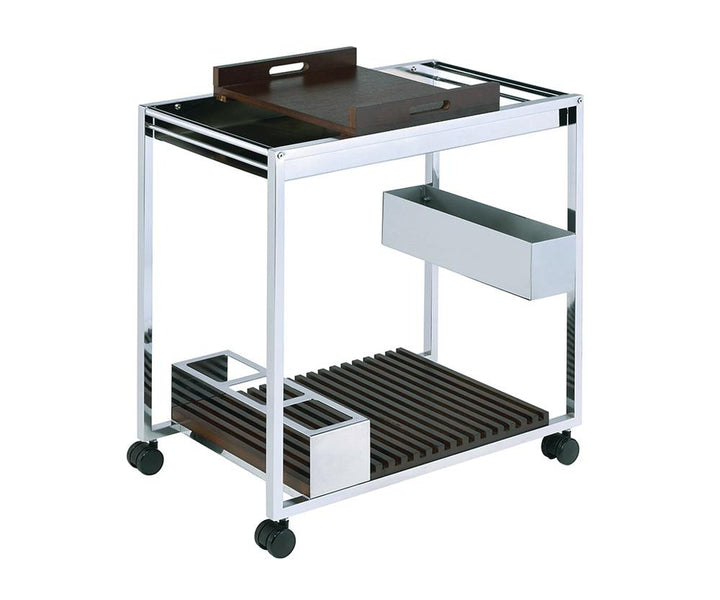 Lisses mobile cart with wooden shelf and bottle holders -  N/A