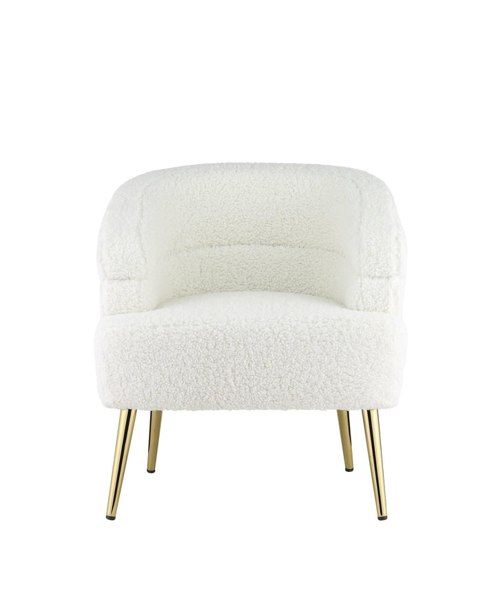 Trezona Sherpa Accent Chair with Metal Legs - White