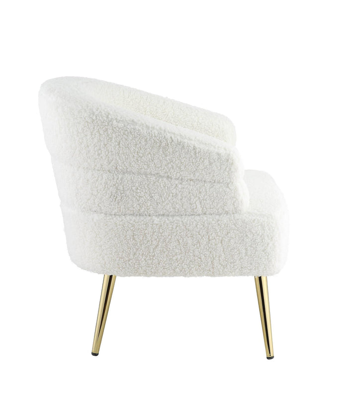 Armrest Accent Chair with Metal Legs - White