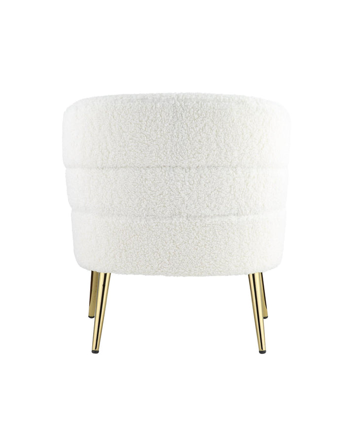 Comfort Accent Chair with gold accent Metal Legs - White