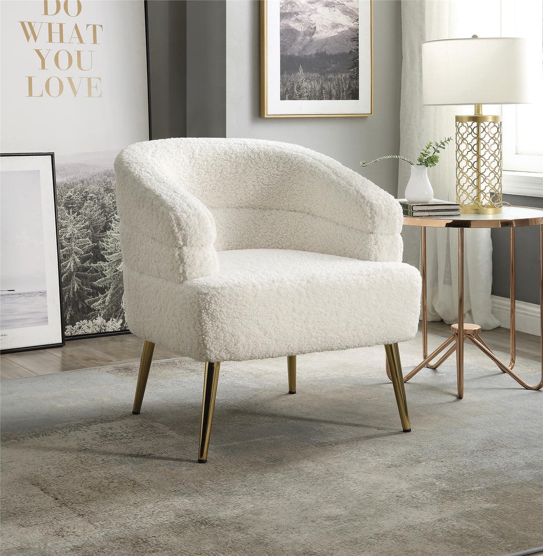 Accent Chair with Metal Legs - White