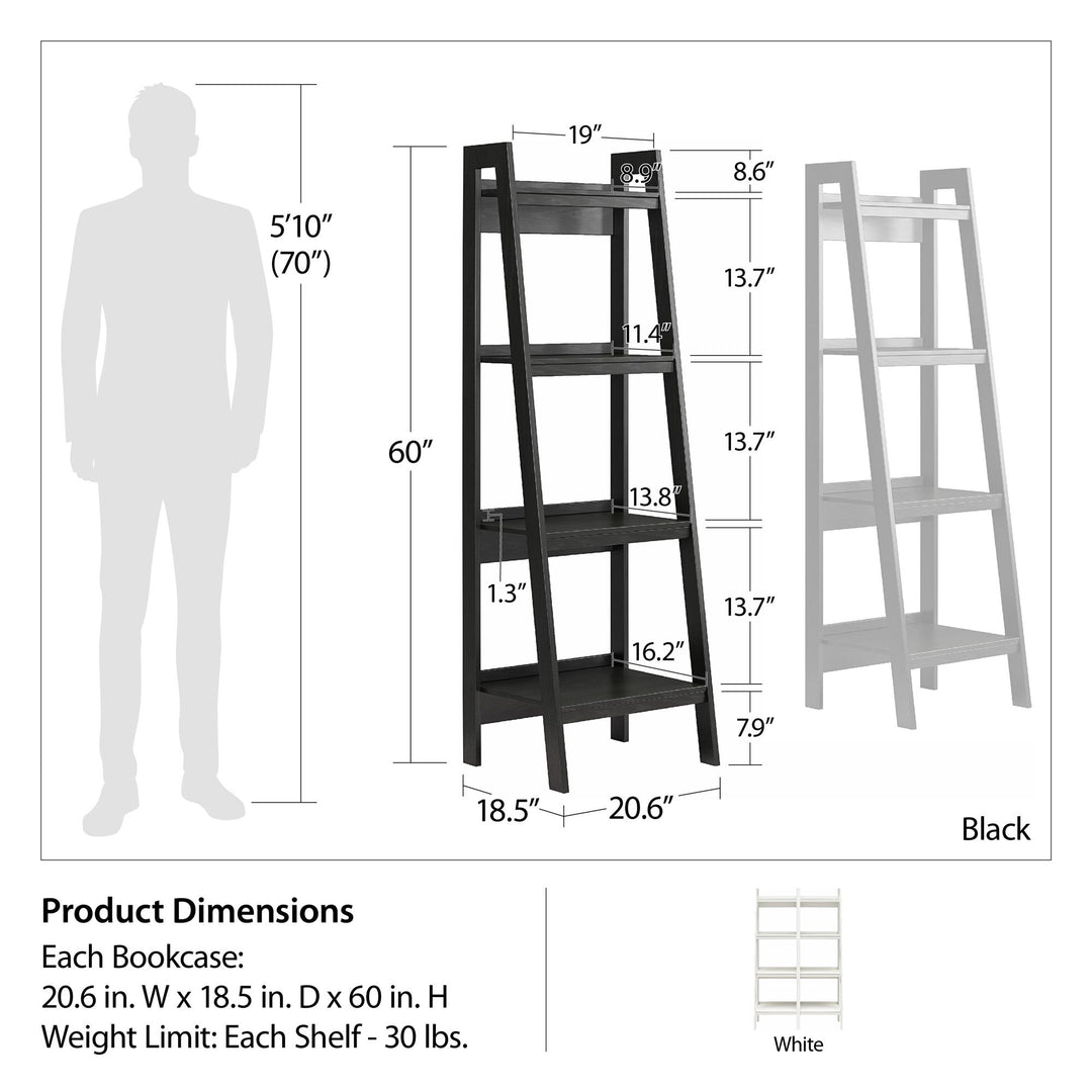 Best 4 Shelf Ladder Bookcase Set for Modern Living -  White