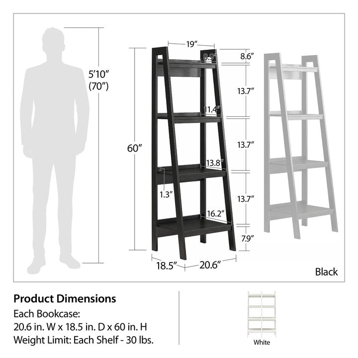 Best 4 Shelf Ladder Bookcase Set for Modern Living -  White