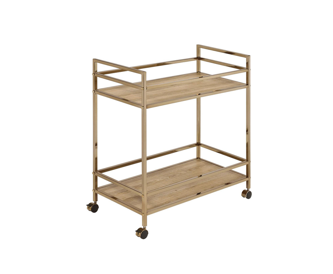 Modern shine Serving Cart with with 2 tiered - Natural