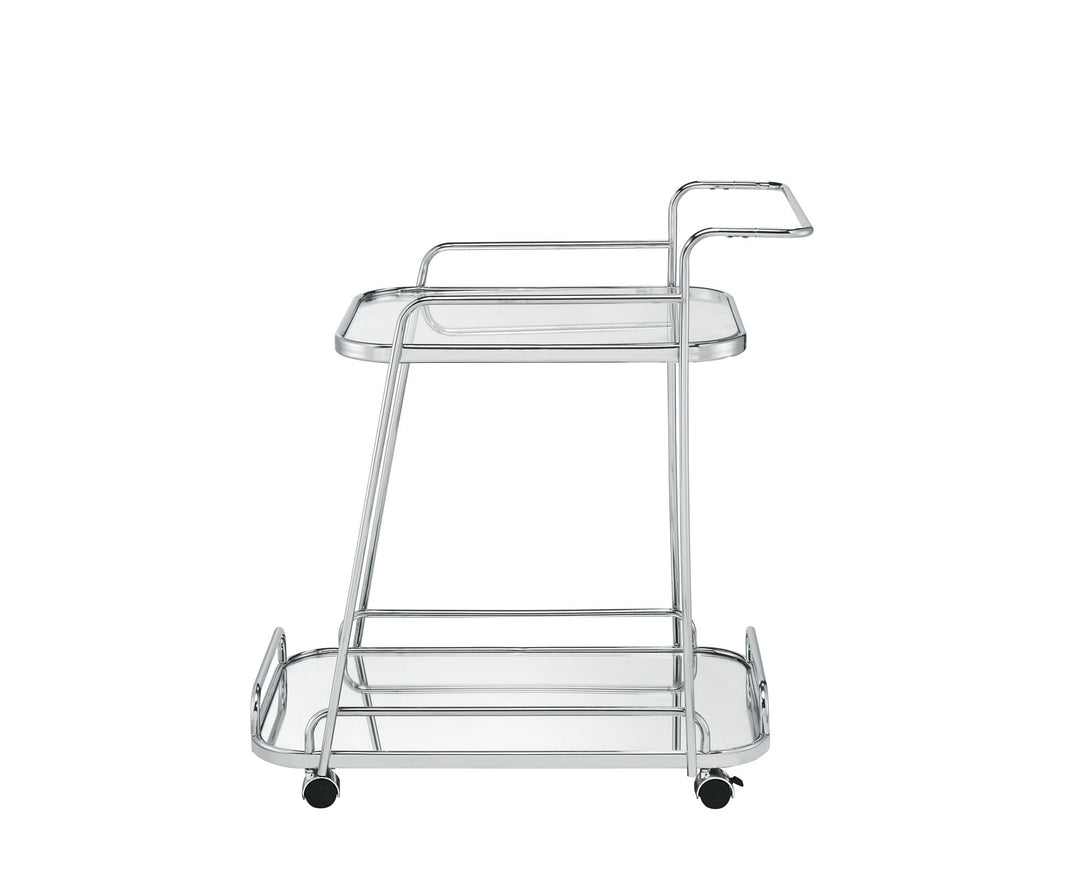 Aegis Serving Cart with 2 Tiered Shelf - Chrome
