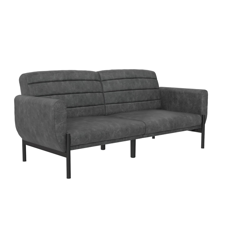 Sally couch that turns into bed -  Distressed Charcoal Black
