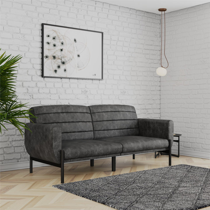 Multi-functional Sally futon couch -  Distressed Charcoal Black