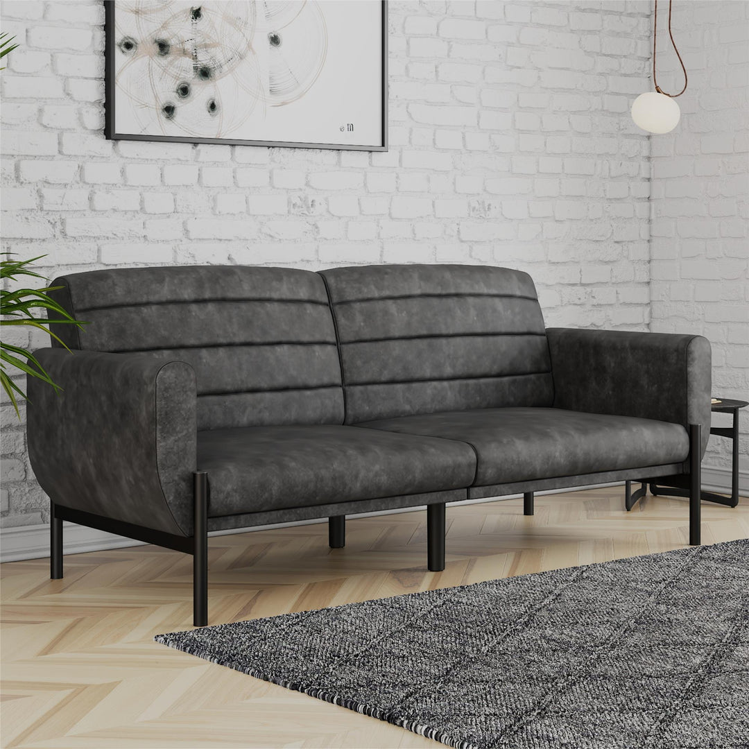 Durable futon sofa beds for guests -  Distressed Charcoal Black