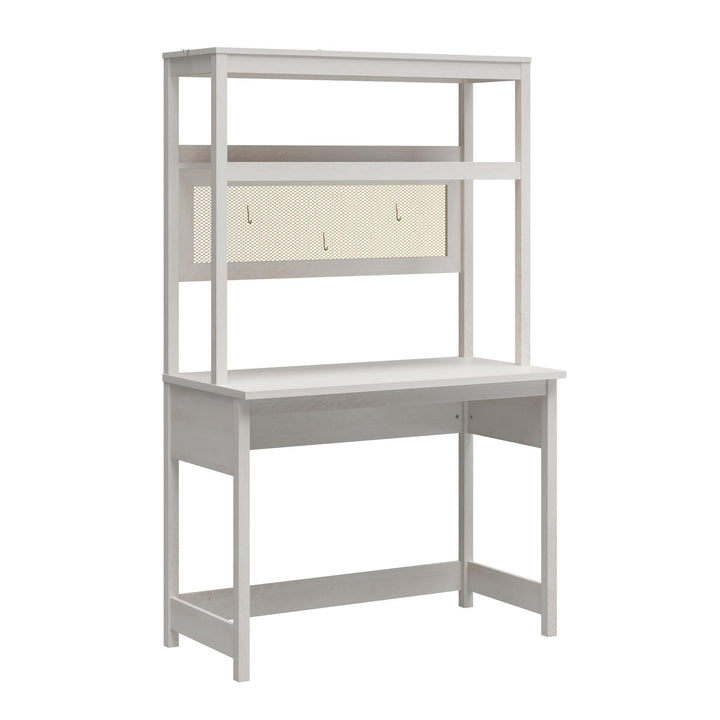 Tess Standing Desktop & Workstation with Modular Storage Options - Ivory Oak