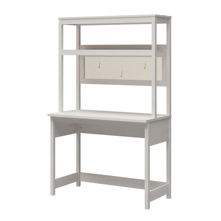 Tess Standing Desktop & Workstation with Modular Storage Options - Ivory Oak