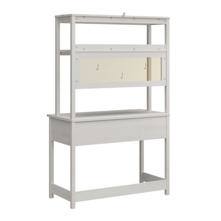 Tess Standing Desktop & Workstation with Modular Storage Options - Ivory Oak