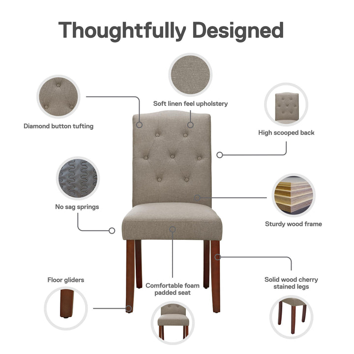 Emilia Upholstered Tufted Dining Chair - Dark Taupe