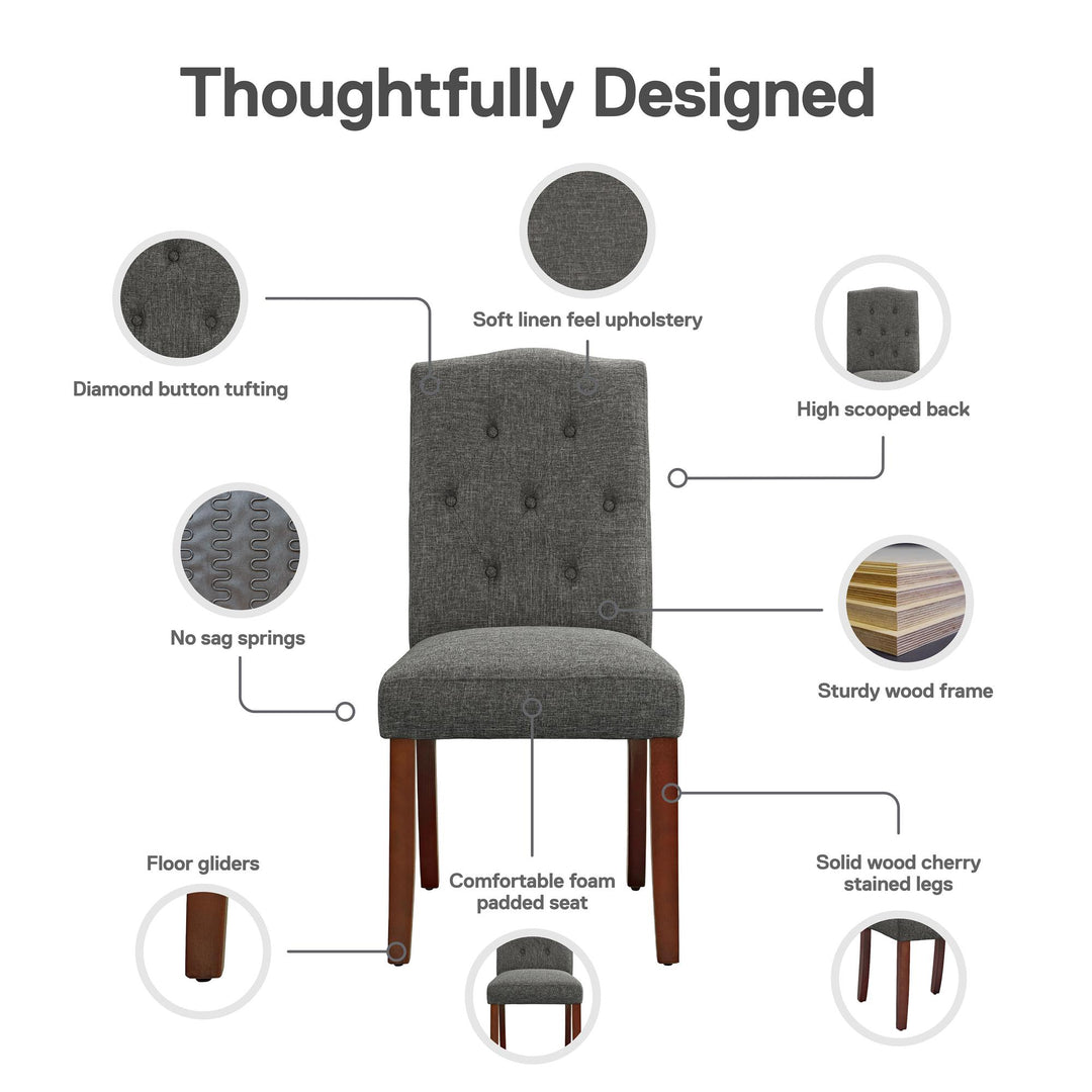 Emilia Upholstered Tufted Dining Chair - Grey Linen