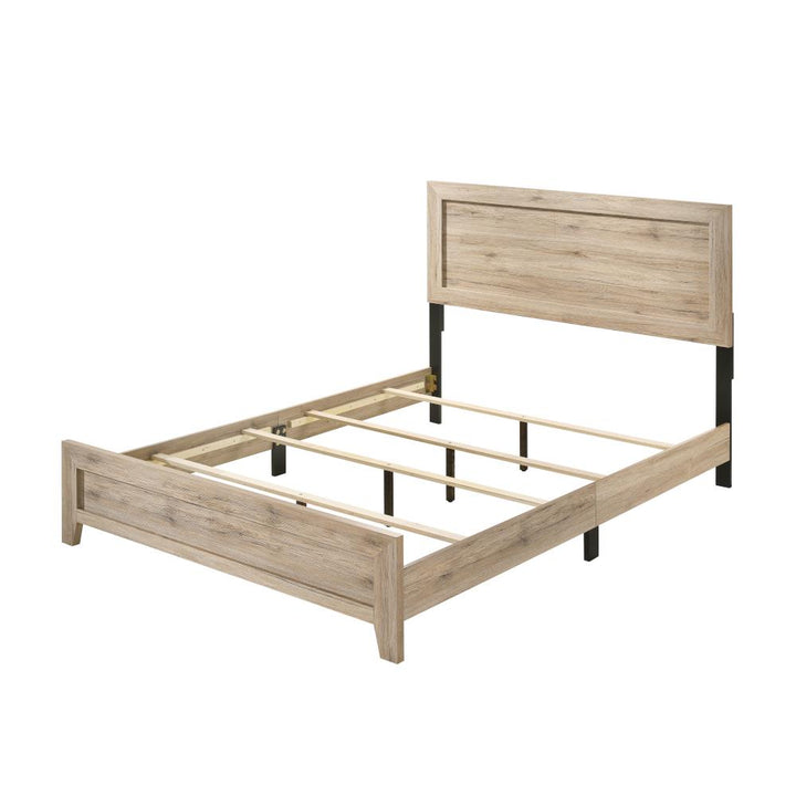Miquell Wood Panel Bed with Raised Molding Trim  -  N/A