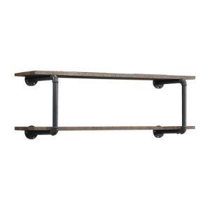 Brantley Wall Rack with 2 Shelves and Water Pipe Style Frame - Antique Oak