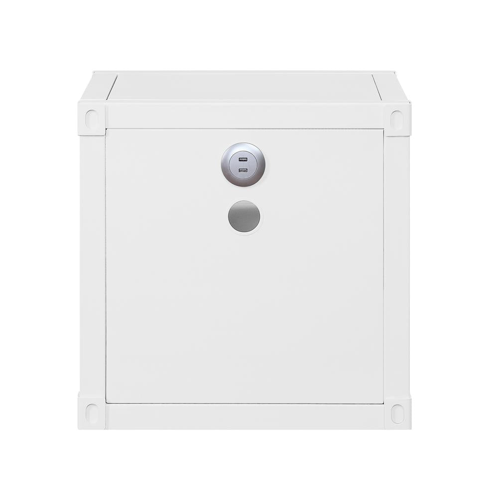 Metal frame nightstand with 2 shelves - White