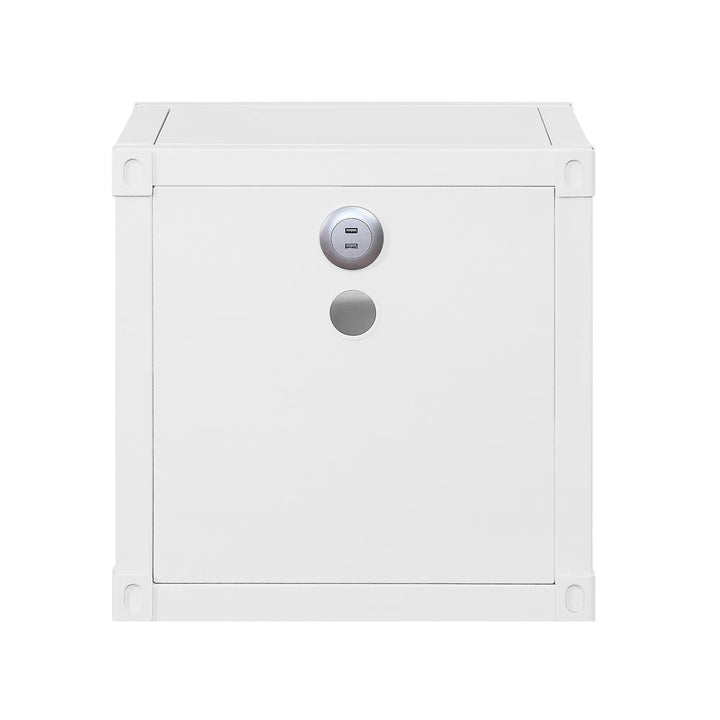 Metal frame nightstand with 2 shelves - White