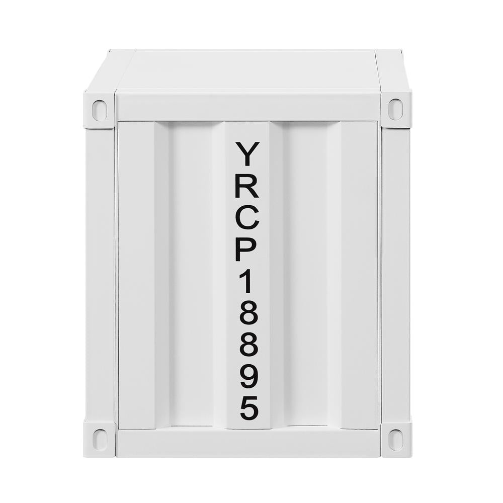 Contemporary metal nightstand - White