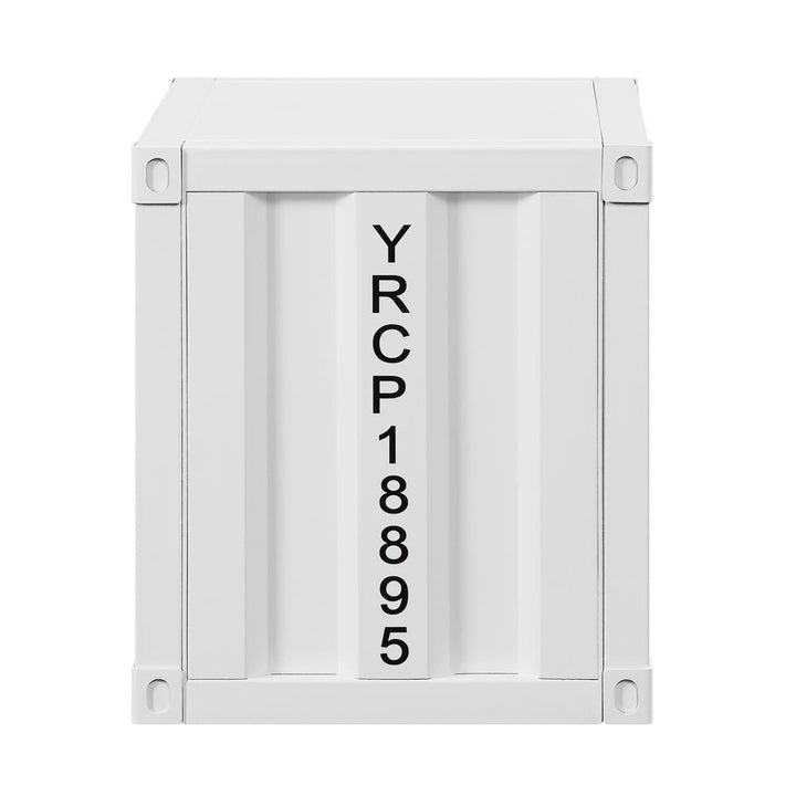 Contemporary metal nightstand - White