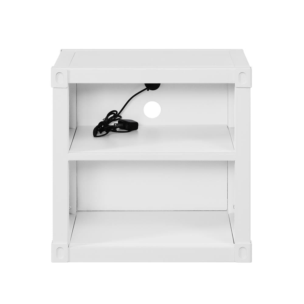 Cargo Metal Nightstand with USB Port - White