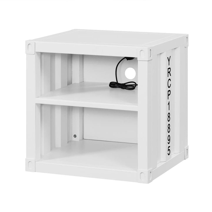 Stylish metal frame nightstand for bedroom - White