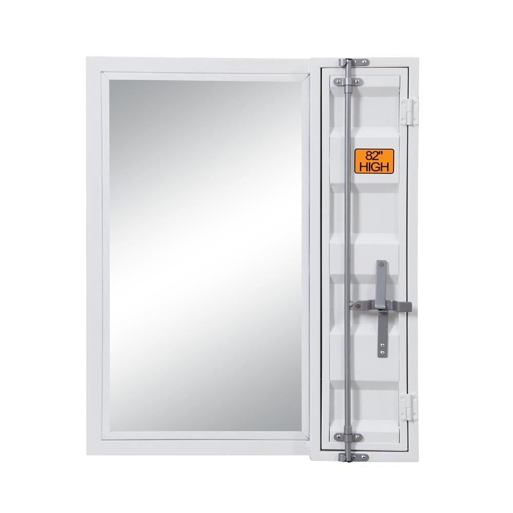 Cargo Vanity Mirror with Full-Length Door and Storage Compartment - White - White