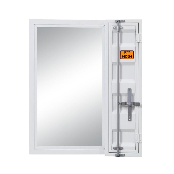 Cargo Vanity Mirror with Full-Length Door and Storage Compartment - White - White