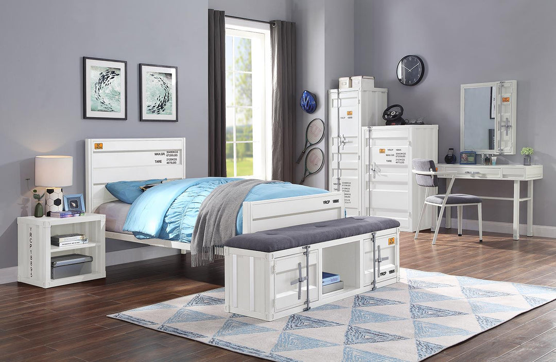 Vanity Mirror with Door and Storage Compartment - White