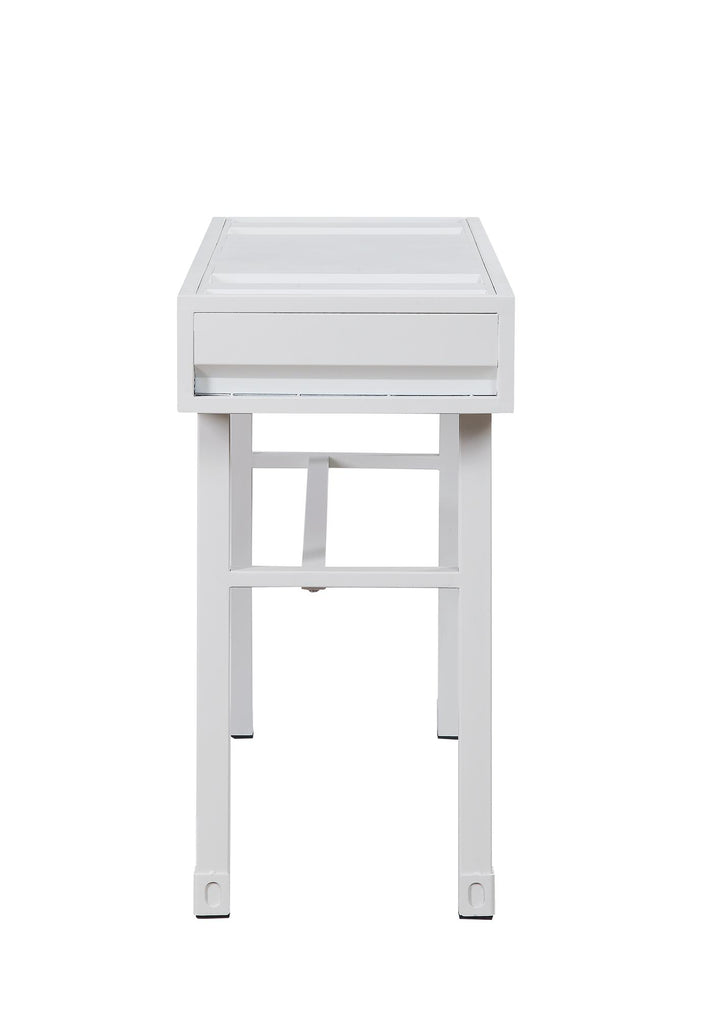 Metal Frame Vanity desk with storage drawer  - White