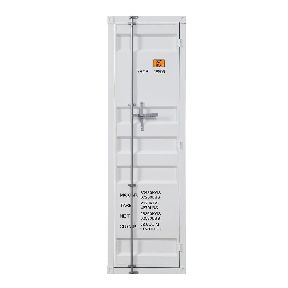 Cargo Wardrobe with a Metal Shelf and Hanging Clothes Rod - White