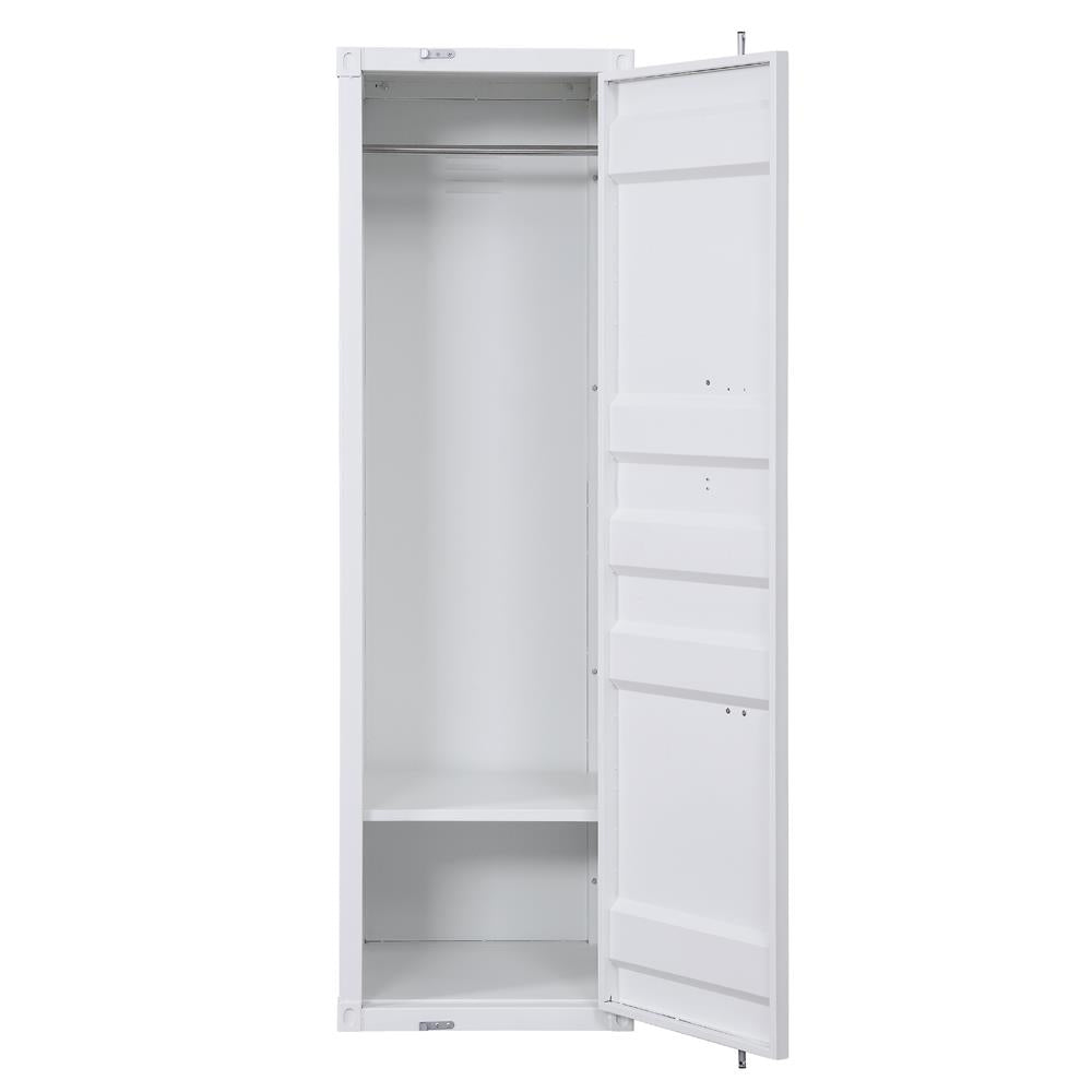 contemporary metal cargo wardrobe with shelf and hanging rod - White