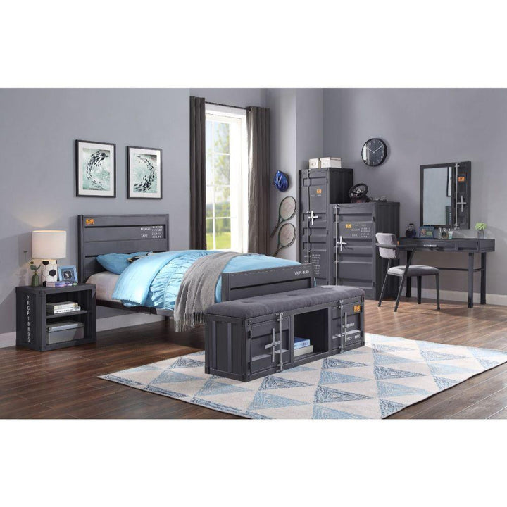 contemporary container themed metal bed - Antique Gunmetal - Twin
